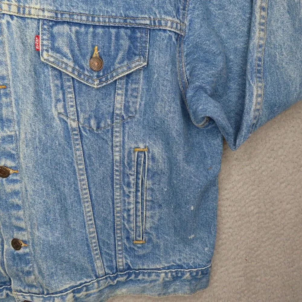 Vintage Levi's 80s/90s Trucker Denim Jacket Coat MADE IN USA Model 70507 0214 XL - Picture 3 of 12